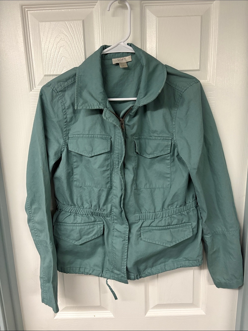 LOFT Teal Green Utility Jacket with Drawstring Waist size SM